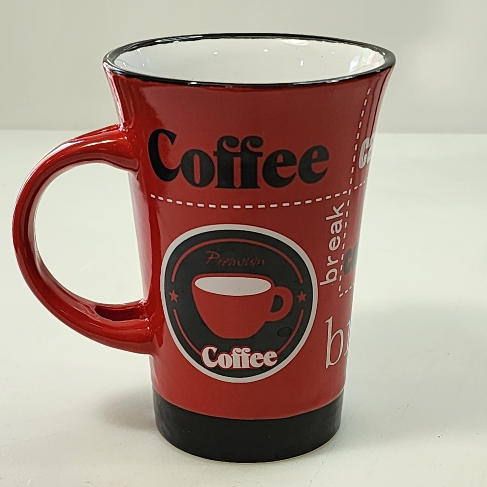 Red And White Ceramic‎ Cappuccino Cup Tea Coffee Mug 10 oz - Picture 13 of 15